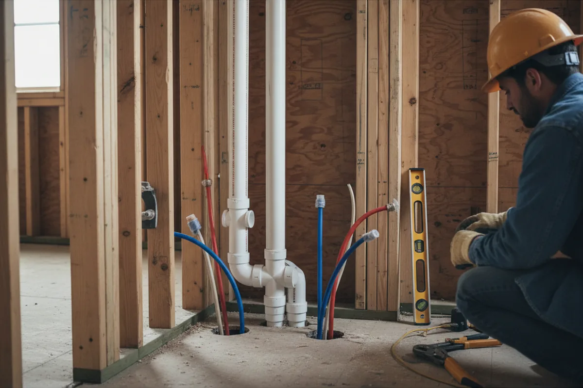 Drain and supply rough-in during Garbage Disposal Repair in Davenport